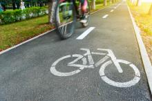 bicycle path with painted bicycle markings on path
